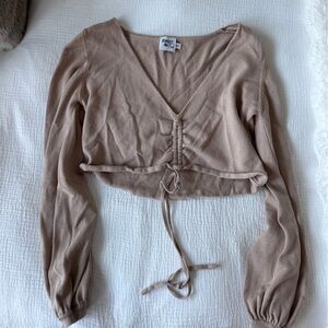 Princess Polly Beige Long Sleeve Top